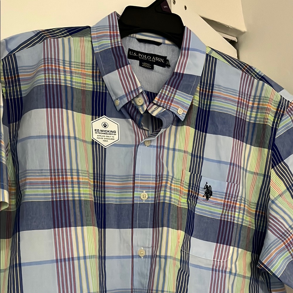 U.S. Polo Assn. Blue and Green Casual Button Down Shirt